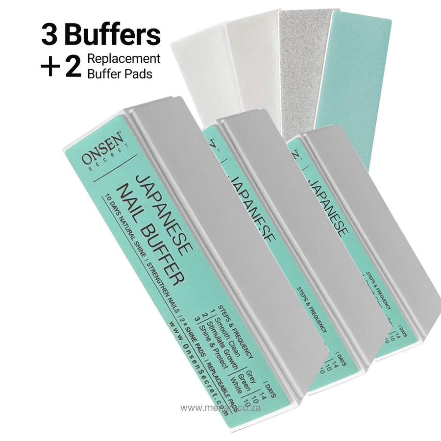 OnsenSecret 3 Pack Nail Buffer +2 Replacement Buffer Pads